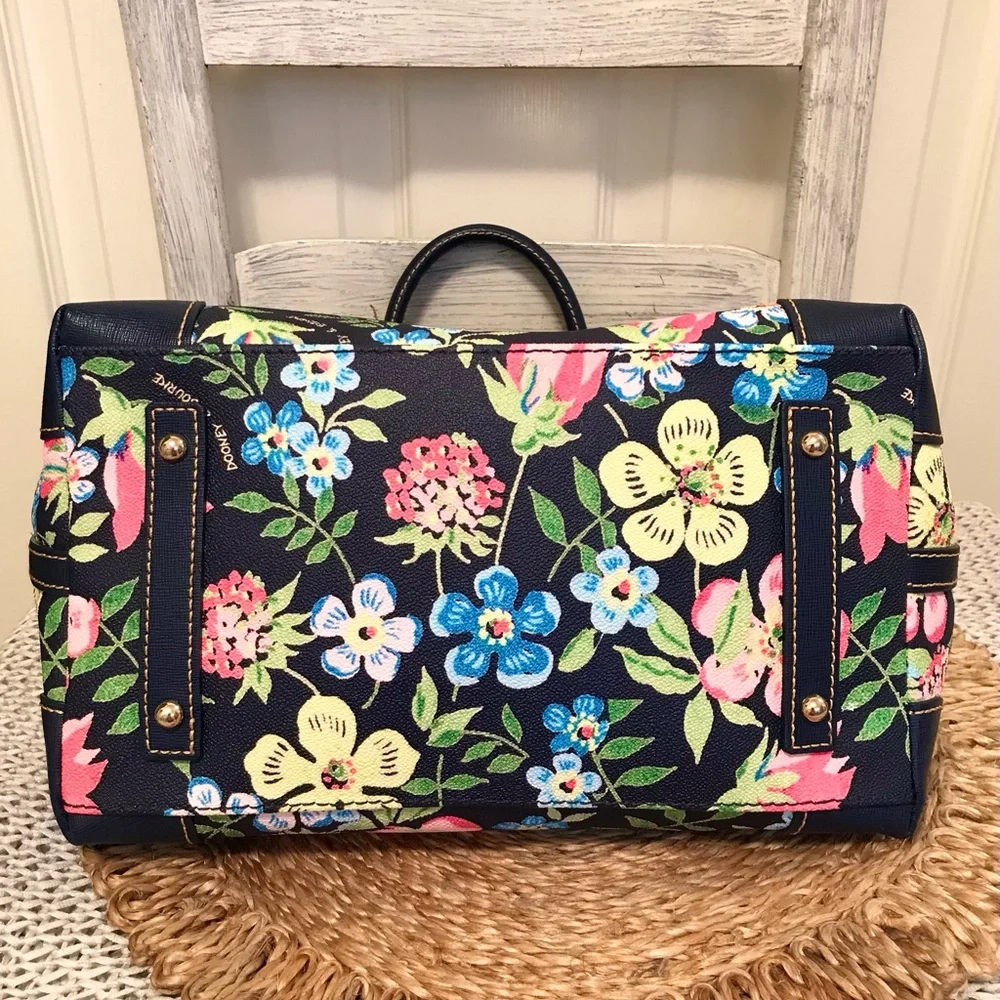 Dooney & Bourke Cottage Garden Ruby Satchel Midnight Blue